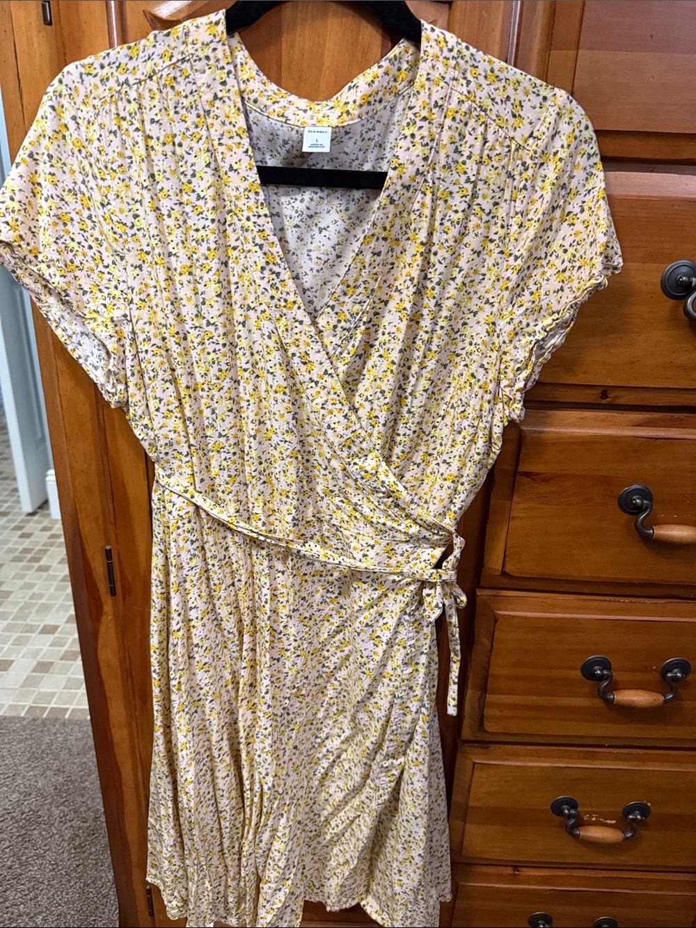 Floral Wrap Midi Dress in Yellow